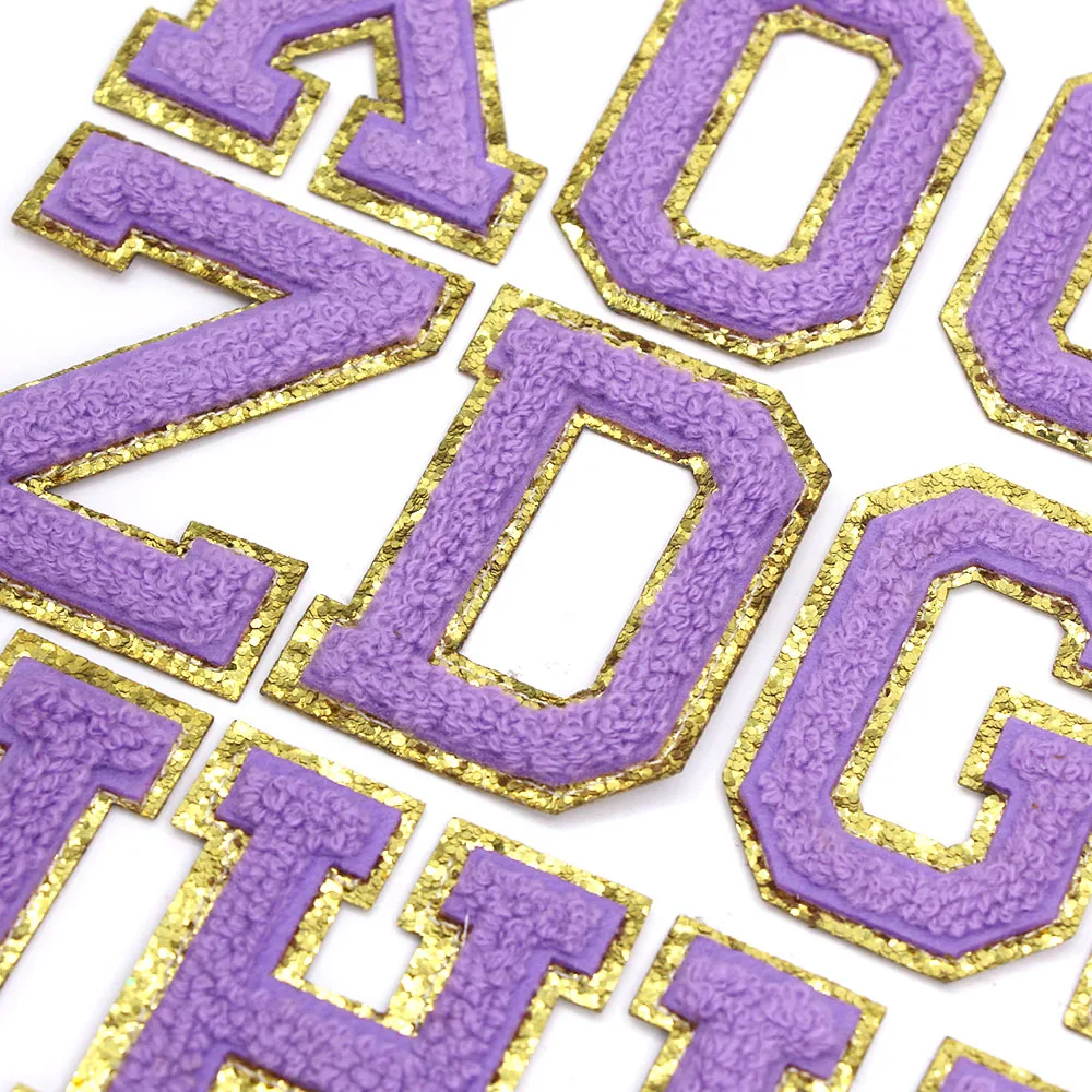 65 мм фиолетовые нашивки с буквенным принтом вышивкой на английском языке