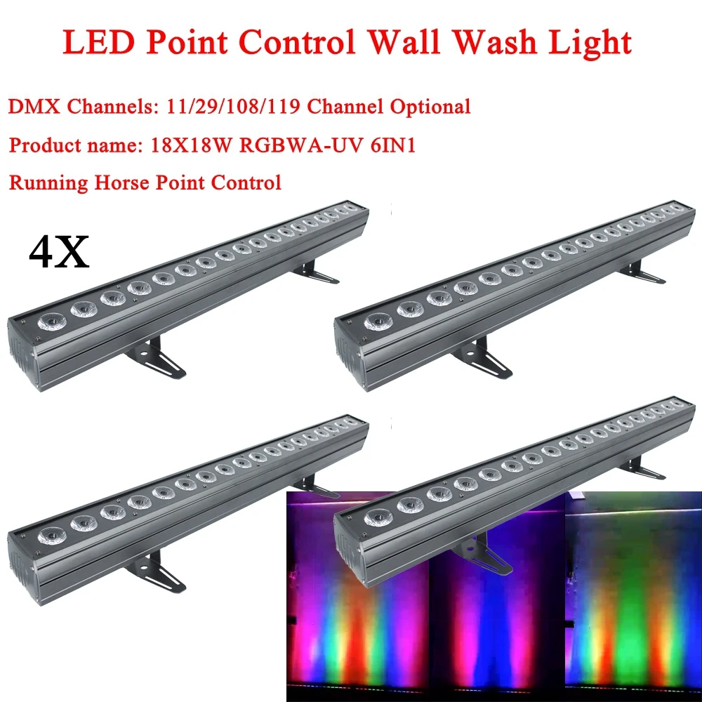 

4 шт./лот LED Wash Wall 18x18 Вт RGBWA + UV 6IN1 сценическое освещение с управлением лошадиными точками DMX512 Хороший Эффект диско DJ оборудование