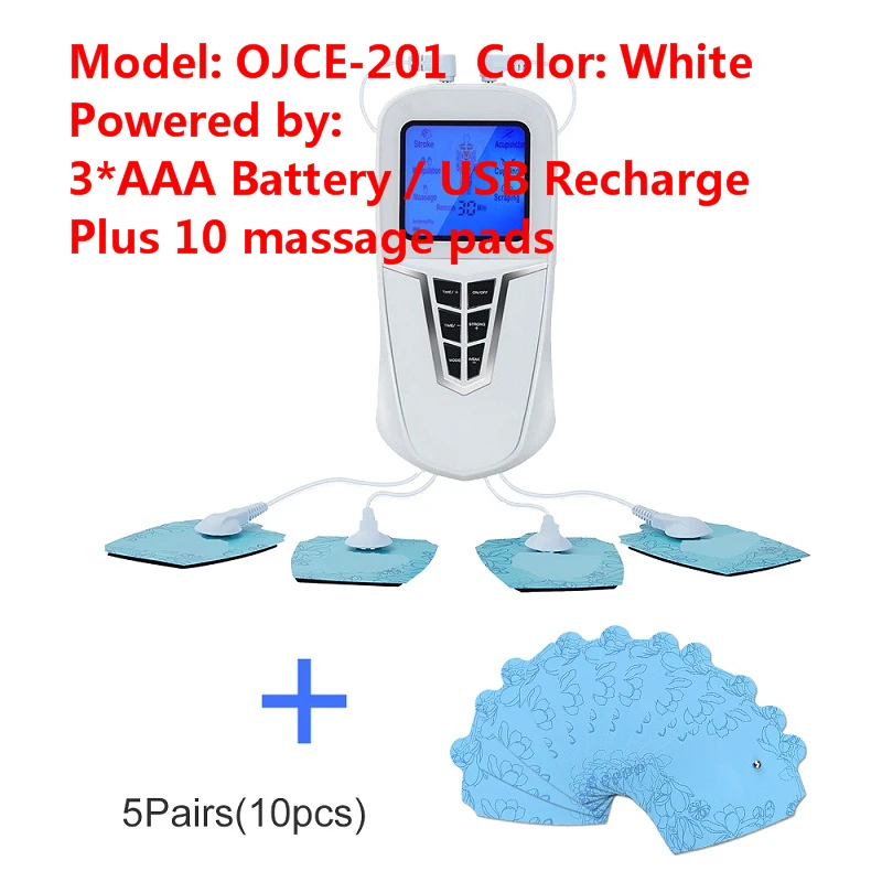 White and 10 pad OLIECO Электрический Импульсный массажёр USB Перезаряжаемый скульптор для похудения тела 6 режимов массажер Tens Акупунктура стимулятор мышц CE - Цвет: White and 10 pad