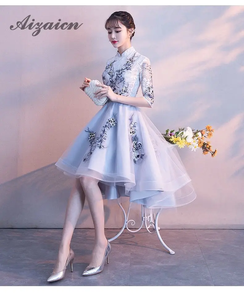 Вышивка Cheongsam длинное китайское Восточное вечернее платье элегантные платья принцессы красные Qipao Свадебные Летние женские сексуальные цветы