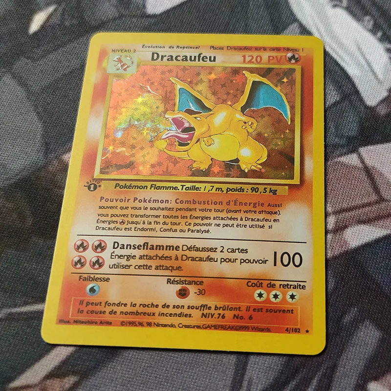 Tarjetas Flash de Pok&eacute;mon para ni&ntilde;os, juguete de colecci&oacute;n en ingl&eacute;s franc&eacute;s de 1996 a&ntilde;os, Charizard, Blastoise, Venusaur, Pikachu-3
