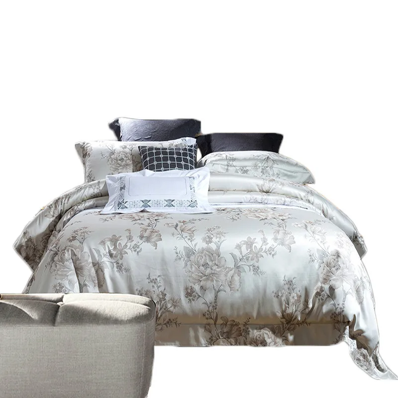 

Silk Embroidery High-End Four-Piece Cotton Long-Staple Cotton Yarn-Dyed Luxury Cotton Bedding bed set bed comforter set
