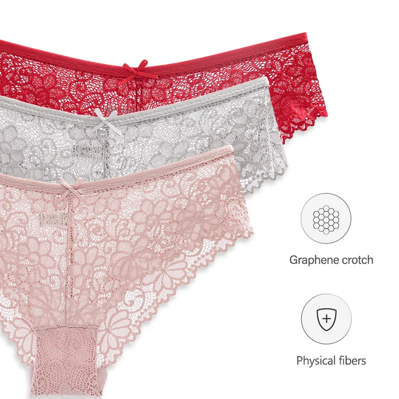 

Кружевное нижнее белье с бантом для девушек, женское нижнее белье, дышащие трусы из чистого хлопка, Сексуальные трусы с промежностью для жен...