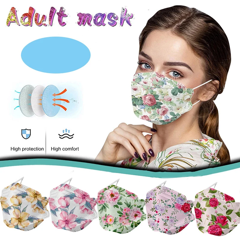 

Женские Дышащие маски KN95 для рта, 4-слойная Корейская Пылезащитная маска в Корейском стиле для взрослых N95, одноразовые маски