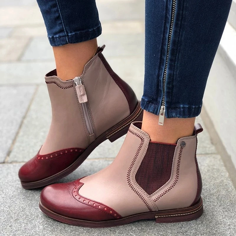 MoneRffi/Модные женские ботинки сезон осень-зима из искусственной кожи с боковой