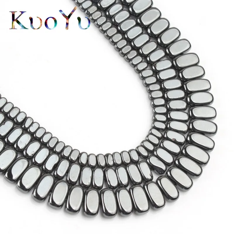 Бусины Из Гематита и натурального черного прямоугольника плоские