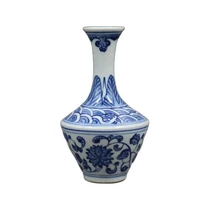 family decoration collection of antique porcelain vase with blue and white flower and lotus pattern