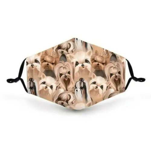 

3D Yorkie dog Face Mask Adjustable Reusable Washable Adult Unisex Filter Pocket
