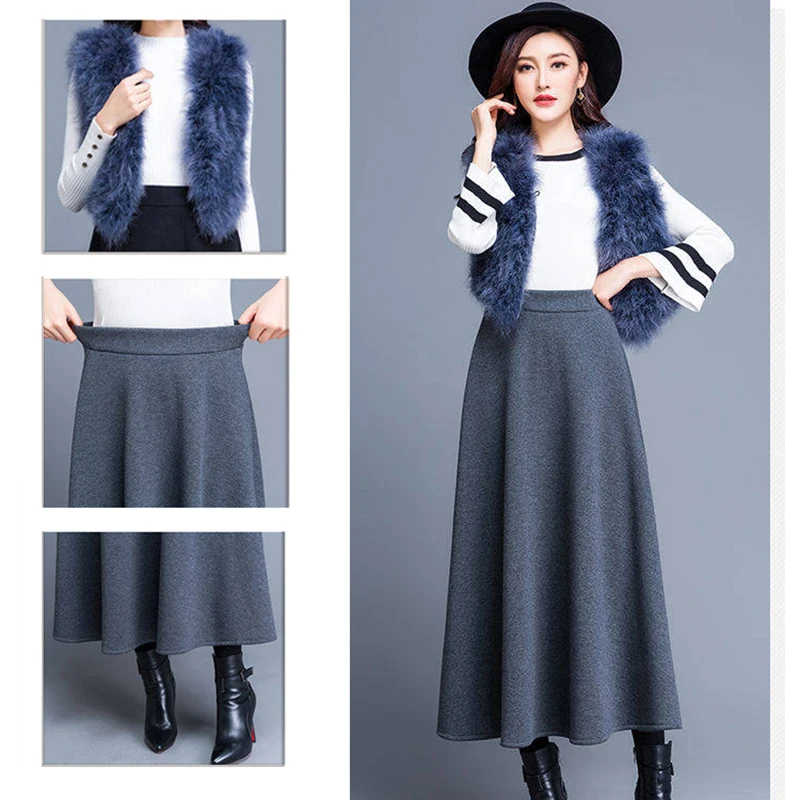 Зимняя женская утепленная юбка на пуговицах в Корейском стиле элегантная версия