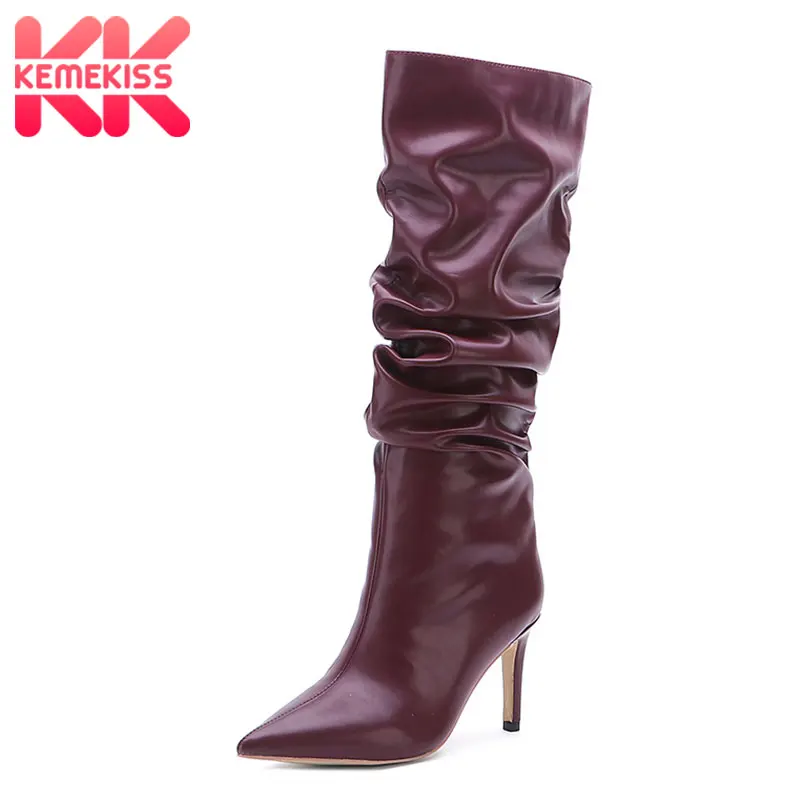 Женские сапоги до колена с острым носком на тонком каблуке размеры 33 45|Сапоги