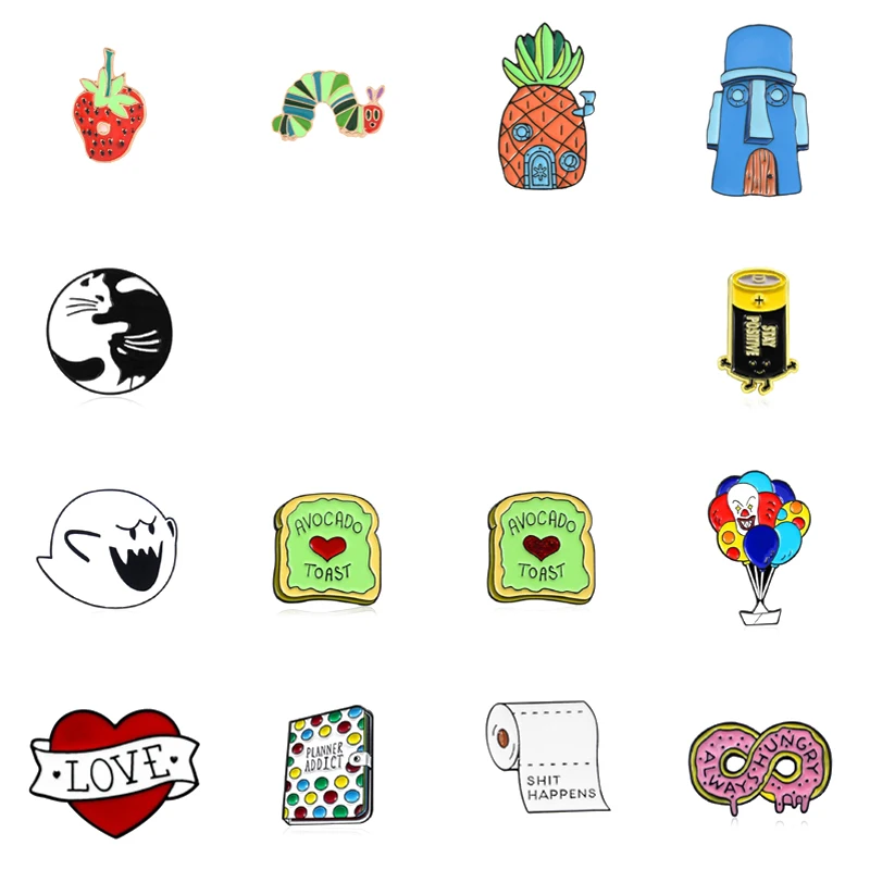 

Мультяшная брошь-книжка с эмалью в виде авокадо хлеба