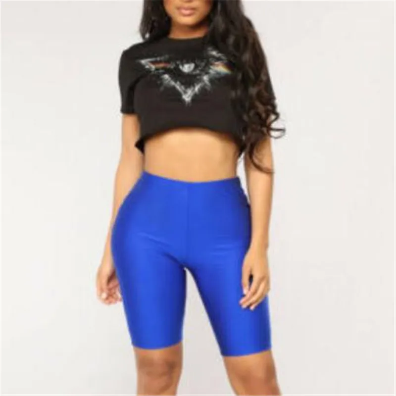 

Однотонные Женские шорты, летние эластичные, с высокой талией, тонкие, повседневные, женские, трико, тянущиеся, спортивные шорты, Femme, хит про...