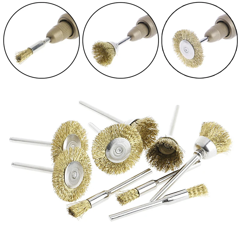 

9 Brass Brush Wire Wheel Brushes Die Grinder Rotary Electric Tool for Engraver R9UF