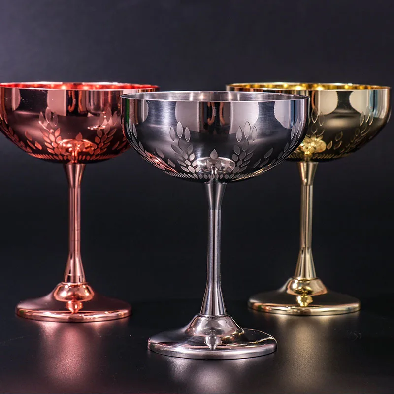 304 stainless steel martini cocktail glass goblet creative personality metal wheat ear champagne 270ml | Дом и сад
