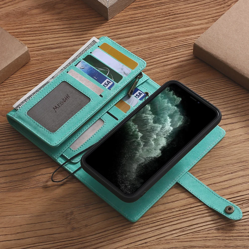 Съемный многофункциональный кожаный чехол кошелек для iPhone 11 Pro Max Xs X 8 7 Plus карт Apple