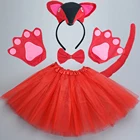 Женский костюм Красной лисы для девочек и детей, повязка на голову, хвост, галстук, лапа, юбка, животные, реквизит для косплея, подарок на день рождения, вечеринку, Baby Shower, Хэллоуин