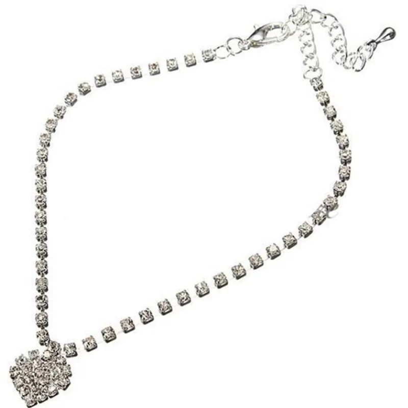 

Simple Creative Inlaid Diamonds Heart Shape Pendant Anklet for Women