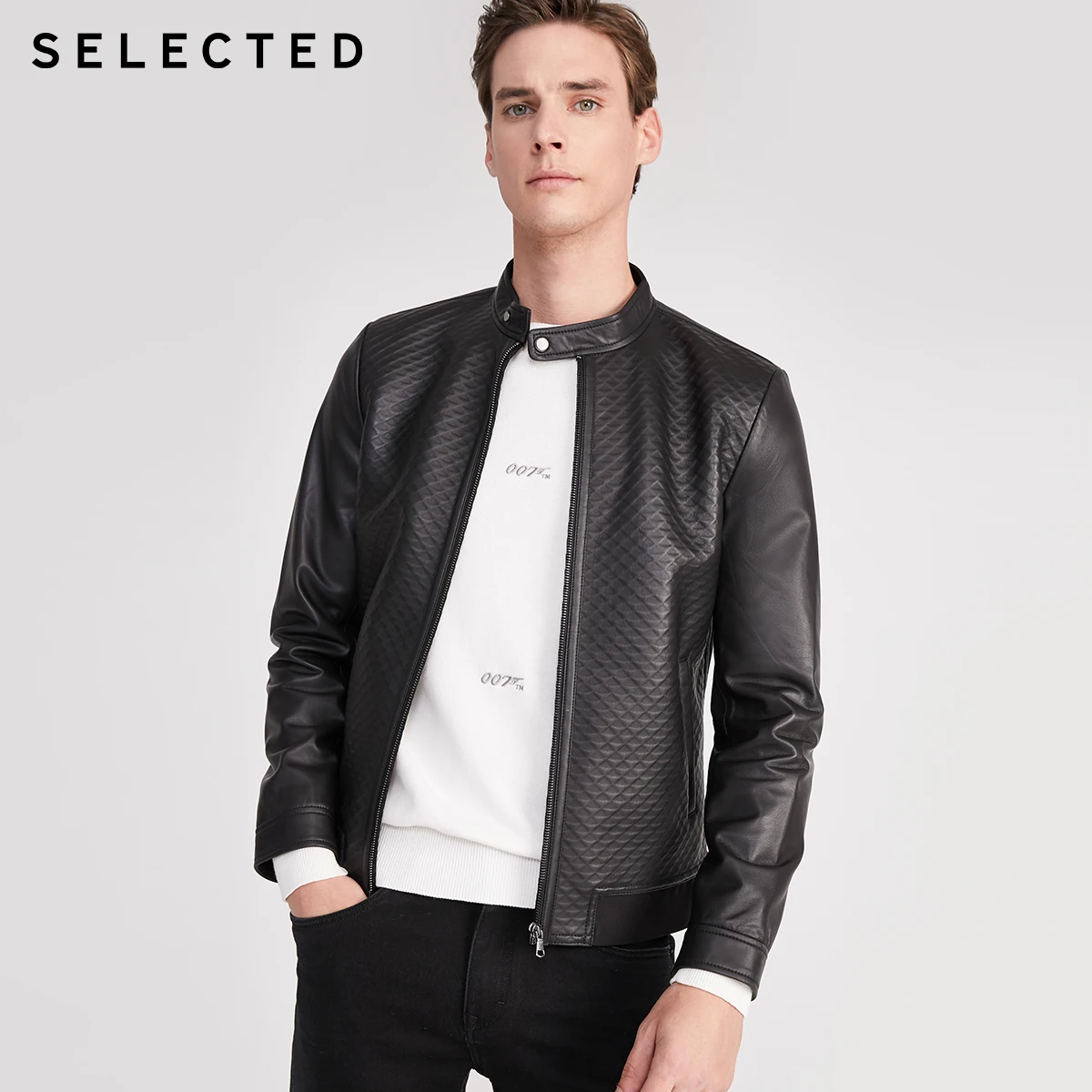 Мужская куртка из овечьей шерсти со стоячим воротником S | 420110511|Мужские кожаные