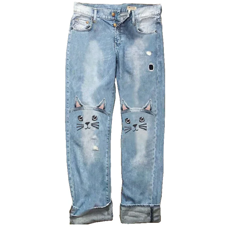 

Quality Women's Jeans Embroidered Loose Women's Jeans Pants Plus Size Dress Pants Floral Pants Summer Pants