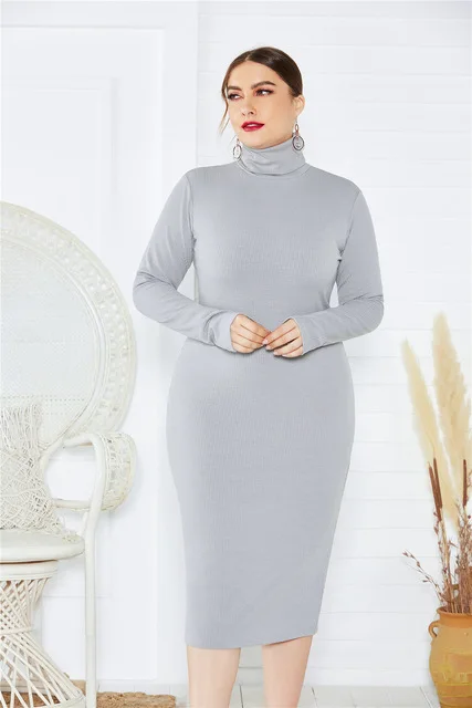 

Turtleneck Sweater Dress Women Spring Fall Autumn Winter Knitted Sweaters Bodycon Pullover Jumper Oversized Large Big Plus Size