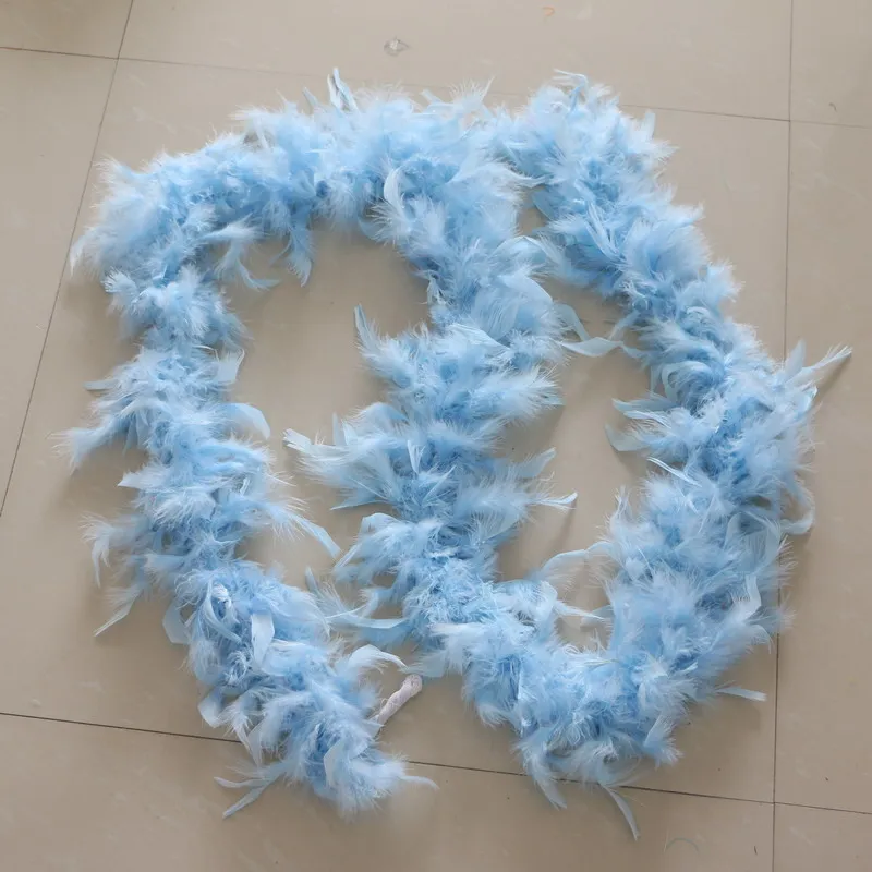 light blue feather 10 шт 2 м куриное перо полосы цвета боа из пера индейки для свадьбы День рождения вечеринки Свадебные украшения аксессуары одежды - Цвет: light blue feather
