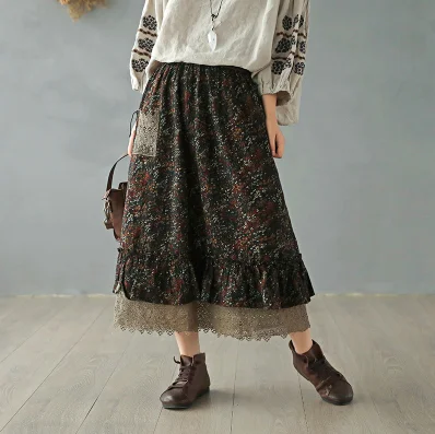 Весна 2020 Женская юбка в стиле ретро с эластичной резинкой на талии свободная