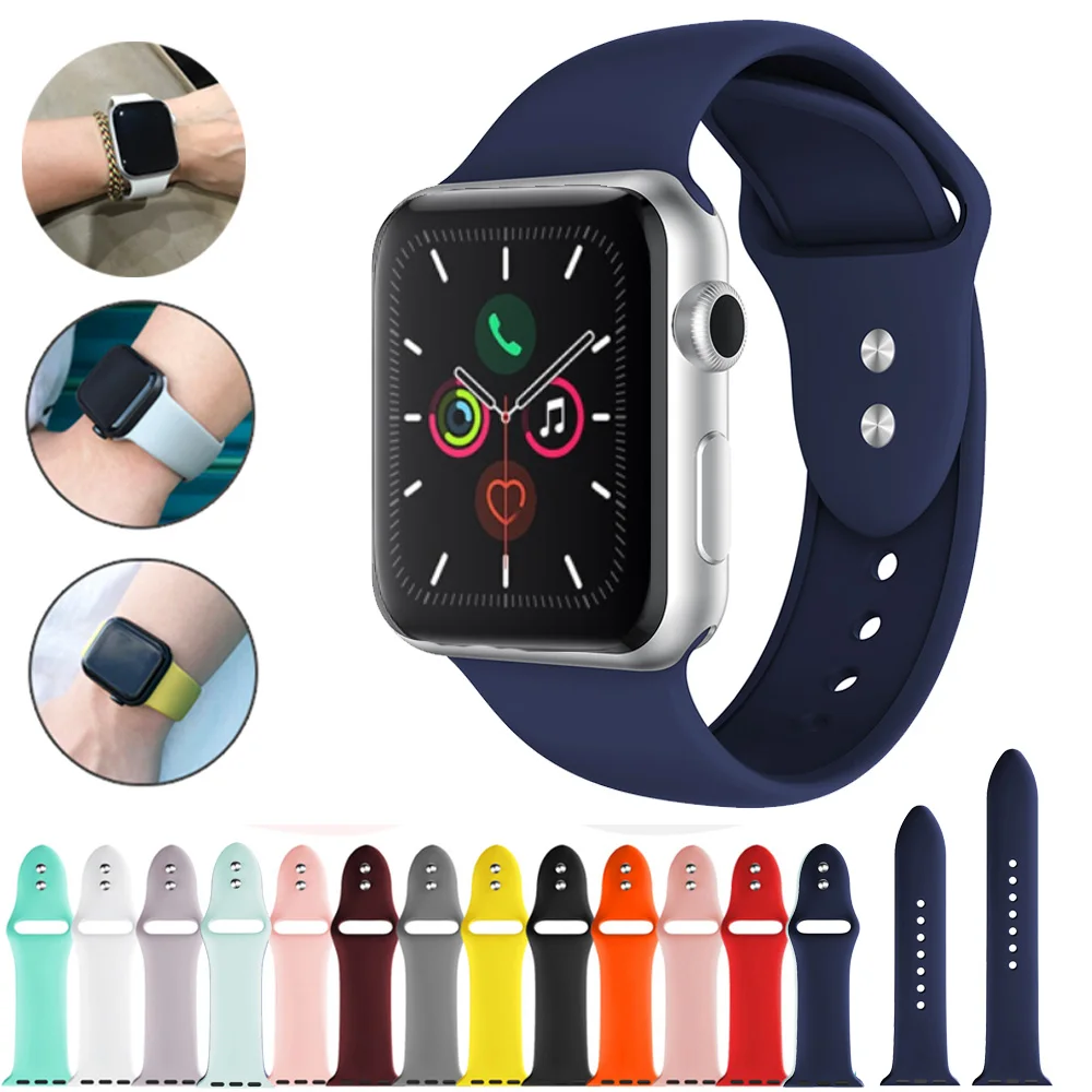 3 шт./компл. силиконовый спортивный ремешок для Apple Watch 5 4 3 2 1 38 мм 42 мм ремешки резиновый ремешок для часов Iwatch series 5 4 40 мм 44 мм