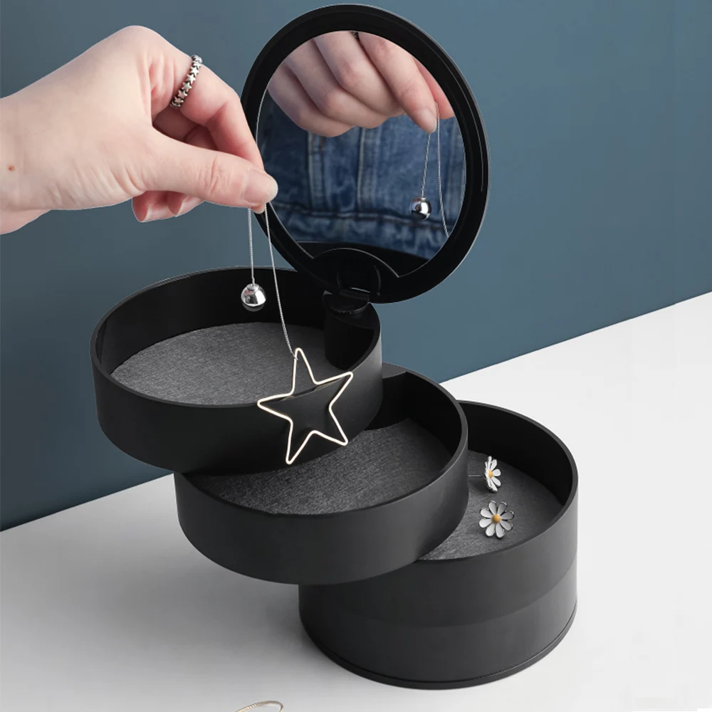 Коробка для хранения ювелирных изделий 4 слоя вращающийся пластиковый ювелирный