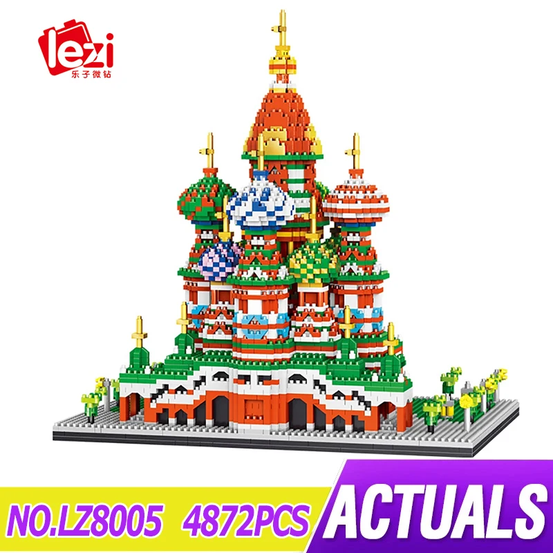 

Конструктор LEZI LZ8005 модульный, миниатюрный Алмазный Конструктор из мелких частиц, собор Святого базилика, детская игрушка