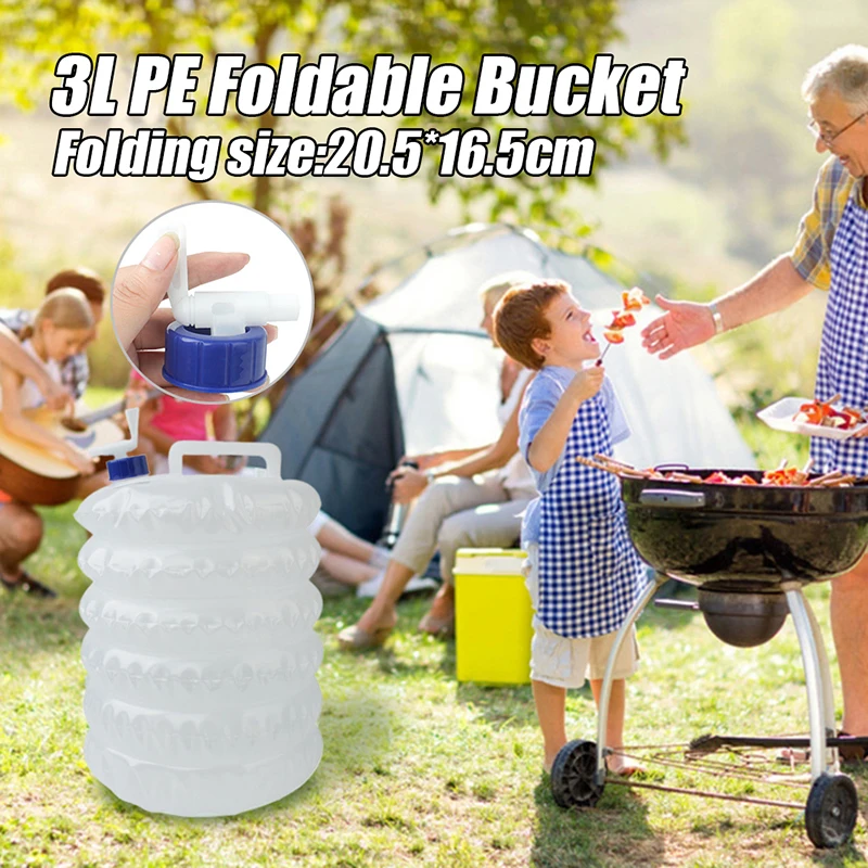 

Outdoor Camping Foldable Bucket Collapsible Water Bag Container Folding Bucket with Tap Portable Water Bag