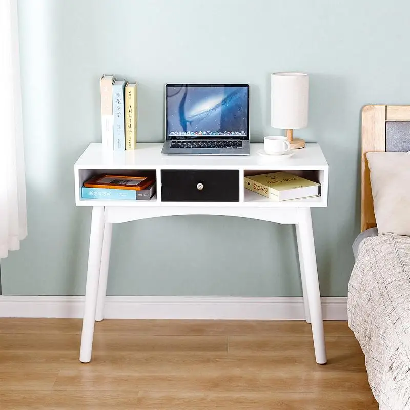 

3 Grid Wooden Leg Desk Computer Desk Free Installation Laptop Desk Office Writing Table Save Space For Students Study HWC