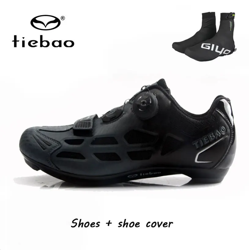 black shoe covers Tiebao/Мужская обувь для езды на велосипеде; Нескользящая дышащая велосипедная обувь; спортивные гоночные кроссовки; обувь для велосипеда; Zapatillas Ciclismo - Цвет: black shoe covers