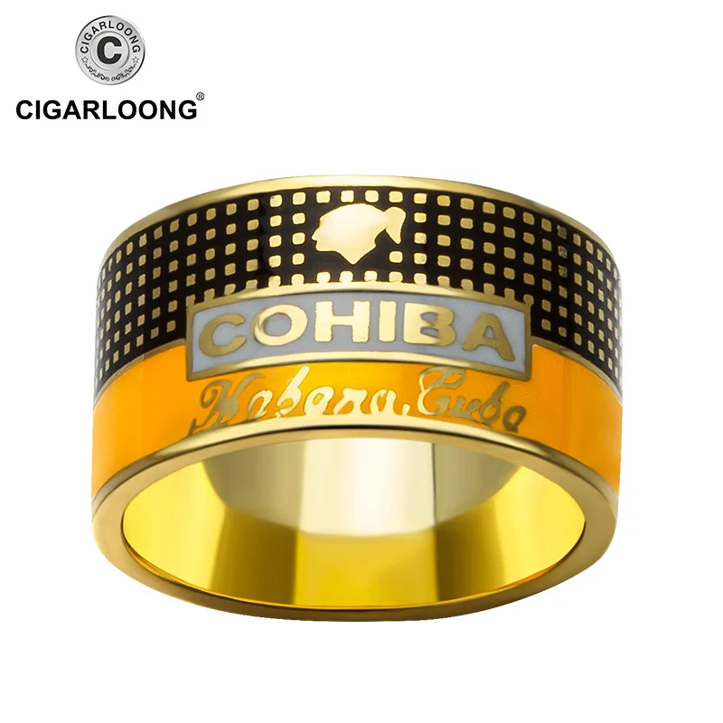 

COHIBA элегантное кольцо с золотым покрытием, искусственное серебряное кольцо, сигара, сигареты, аксессуары, креативный набор ювелирных издел...