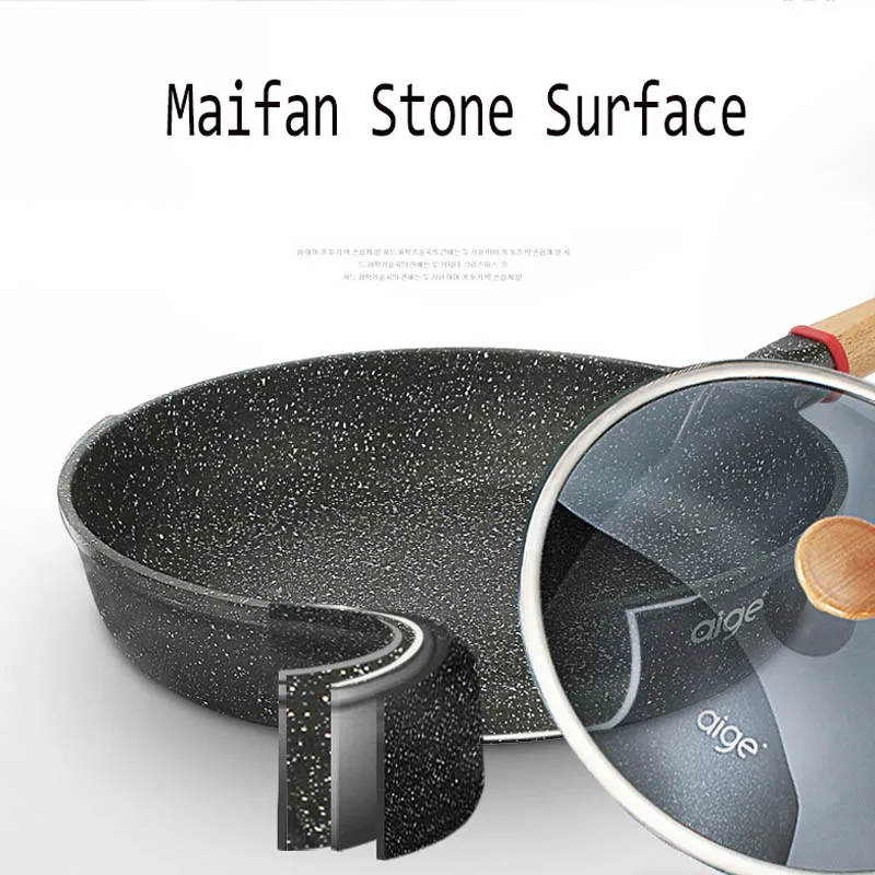 Китайская традиционная сковорода Maifan Stone Wok с антипригарным покрытием для блинов