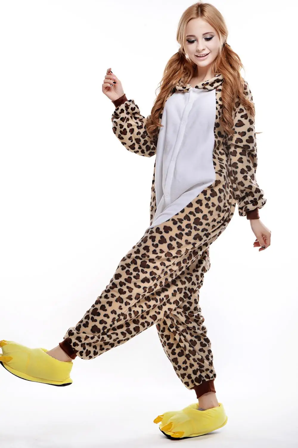 HKSNG Animal Adult Leopard Bear Onesie Kigurumi Pajamas Flannel Cartoon Party Costumes Jumpsuits Pyjamas Hooded |