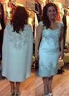 Размера плюс 2021, платья для матери невесты, облегающие Аппликация до колена Короткие свадебные платья с бисером для жениха
