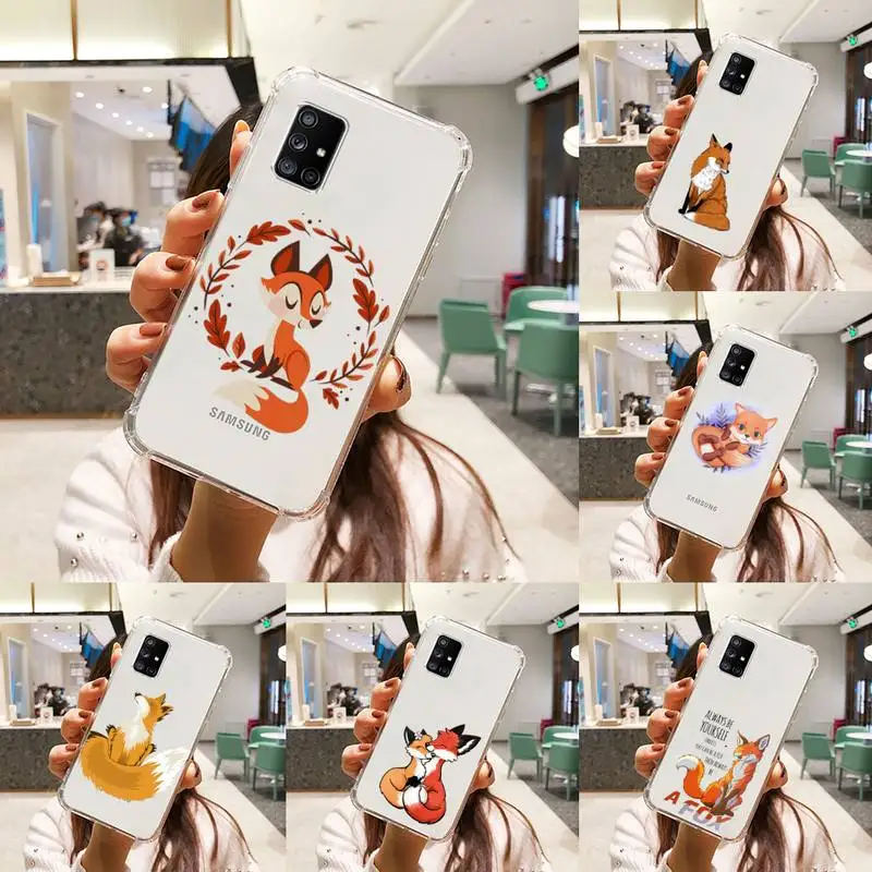 

cartoon fox Phone Case Transparent For Samsung A51 A50 A71 A70 A81 M60S Note S21 S 20 10 9 8 11 E Plus Ultra