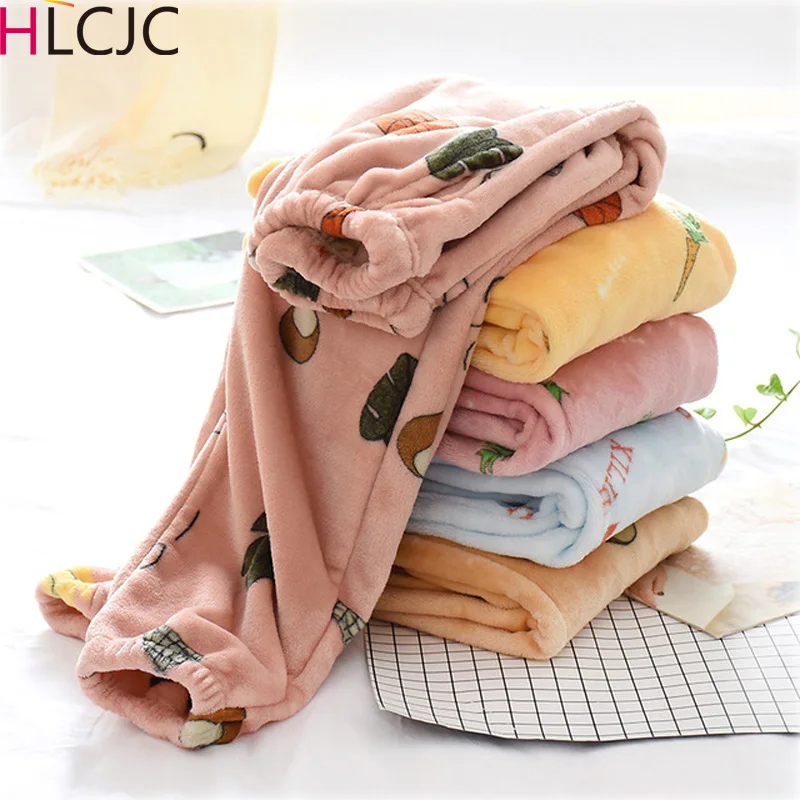 Зимние Фланелевые штаны для сна женщин длинные Толстая Теплая Повседневная