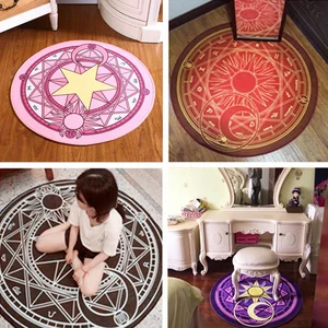 Модный детский мультяшный игровой коврик, карточный коврик, Сакура КИНОМОТО, волшебный круглый коврик-пазл, Детский круглый ковер, диаметр 60-100 см