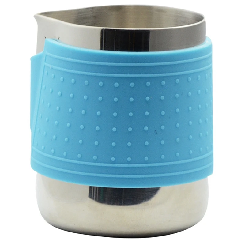 

2 Set Milk Frothing Pitcher Espresso Coffee Barista Craft Latte Cappuccino Milk Cream Frother Cup Jug, Yellow & Blue