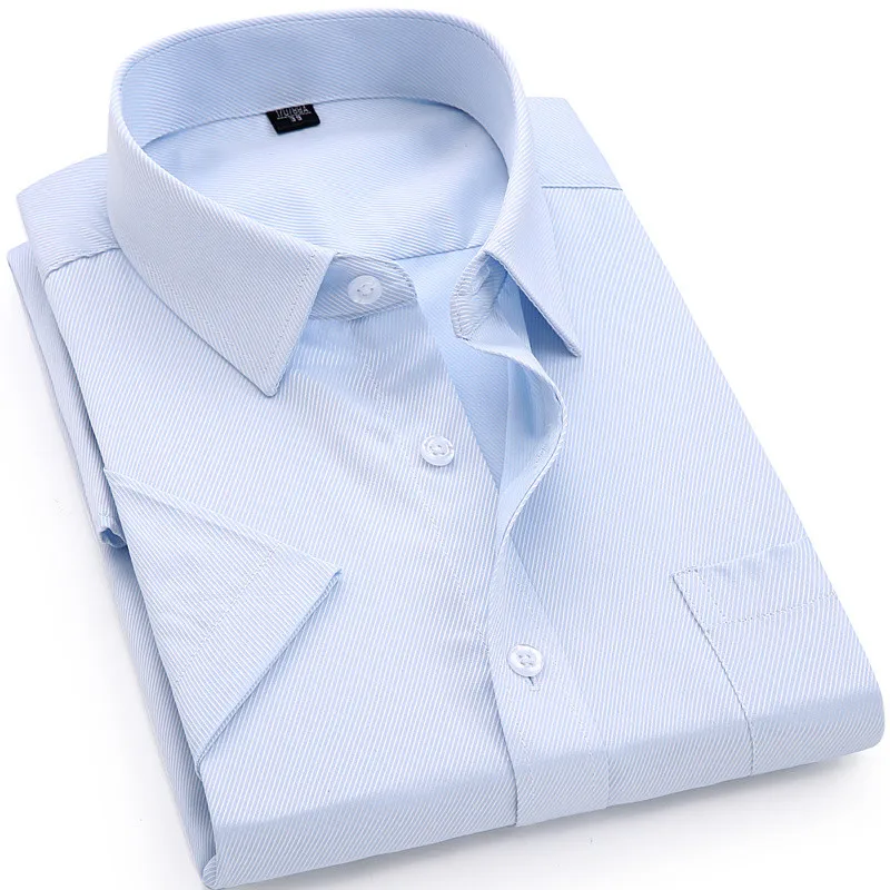 DX8868-7 Blue Twill Высококачественное платье мужская летняя рубашка с коротким рукавом плюс размер 5XL 6XL 7XL 8XL Мужская Обычная Повседневная рубашка черного и белого цвета - Цвет: DX8868-7 Blue Twill