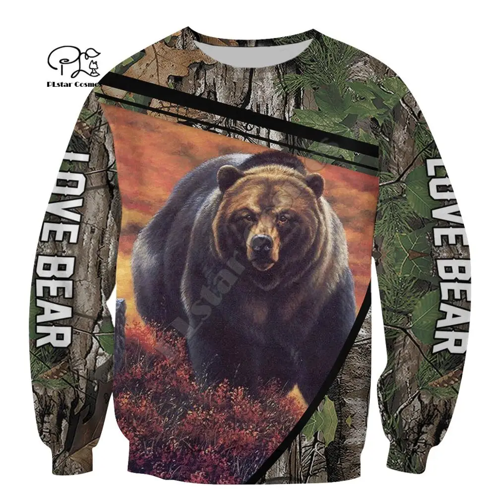 

PLstar Cosmos 3DPrint Bear Hunter Hunting Animals Funny Men/Women Harajuku Streetwear Hoodies/Zip Hoodie/Sweatshirt/Jacket/a8