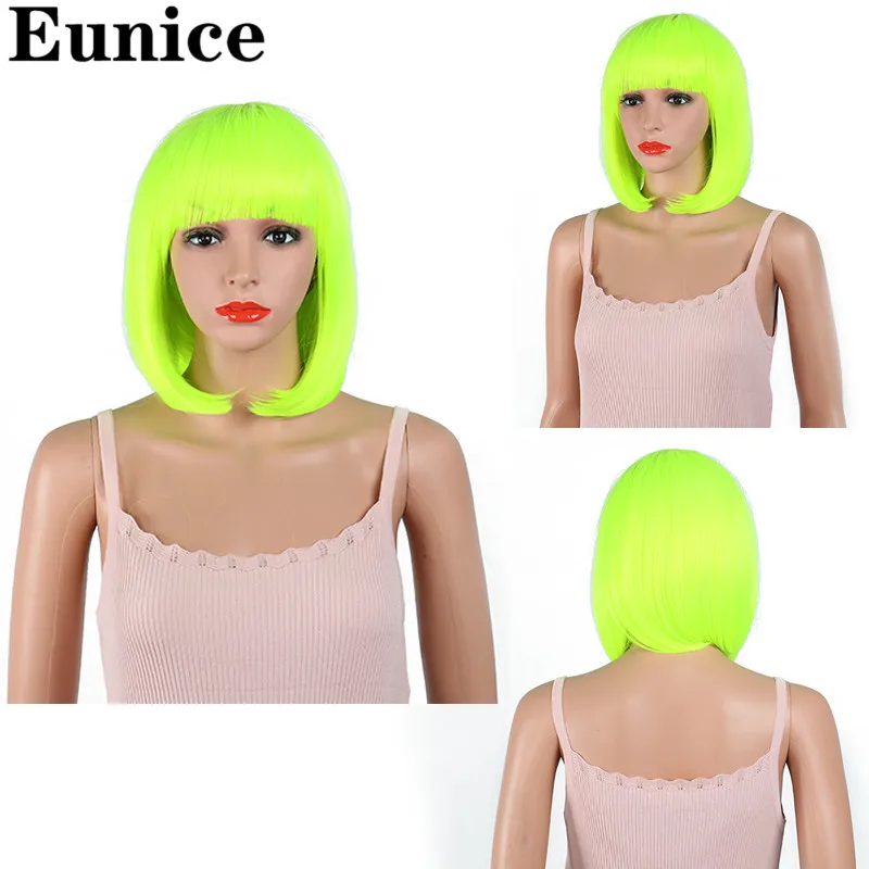 Прямые черные синтетические парики с челкой для черных женщин средней длины