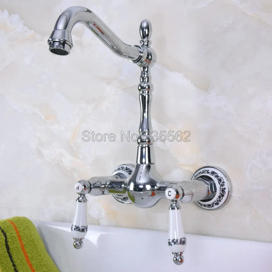 Полированный хромированный настенный поворотный носик для ванной комнаты кран