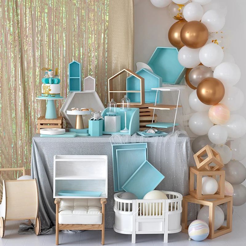 Деревянные декоративные стеллажи белая синяя серия стандартные подносы столы