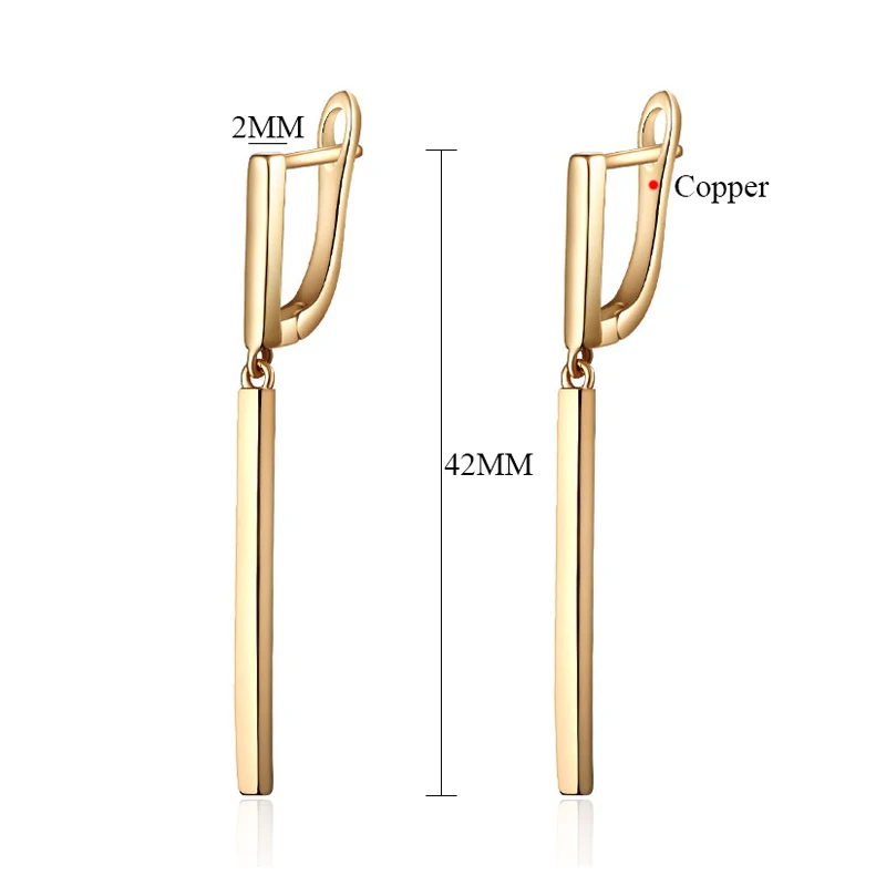 Женские длинные сережки с золотым металлическим стержнем медные геометрическим