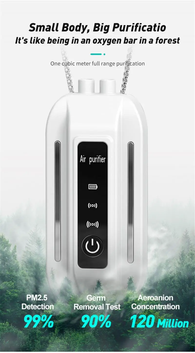 

Mini Portable Necklace Air Purifier Negative Ion Generator Car Hanging Neck Air Purifier Fashion Personal Wearable