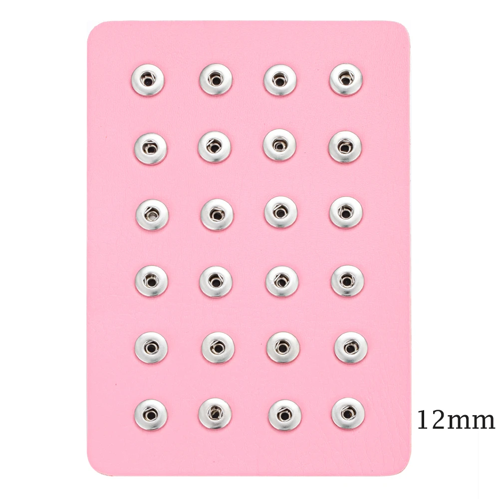 Fit 12mm Snaps Новая ювелирная витрина 24 шт 12 мм и 18 мм кнопки ювелирные изделия 10 цветов черный держатель из натуральной кожи - Окраска металла: Fit 12mm Snaps