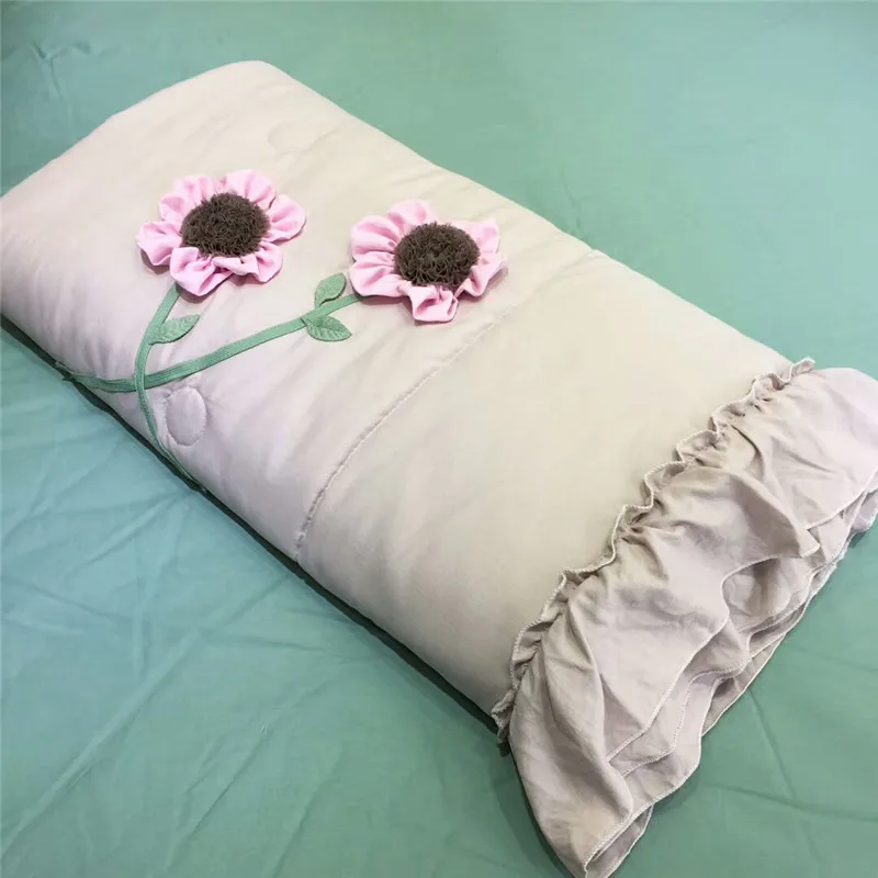 

Summer Pink Thin Quilt Pure Cotton Three-dimensional Flowers Lotus Leaf Edge Washed Cotton Air-conditioning Quilt Princess Style