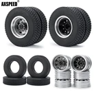 AXSPEED металлические Задние колесные диски с колесной ступицей шириной 22 мм, резиновые шины для 114 Tamiya Радиоуправляемый трейлер, запчасти для трактора, грузовика